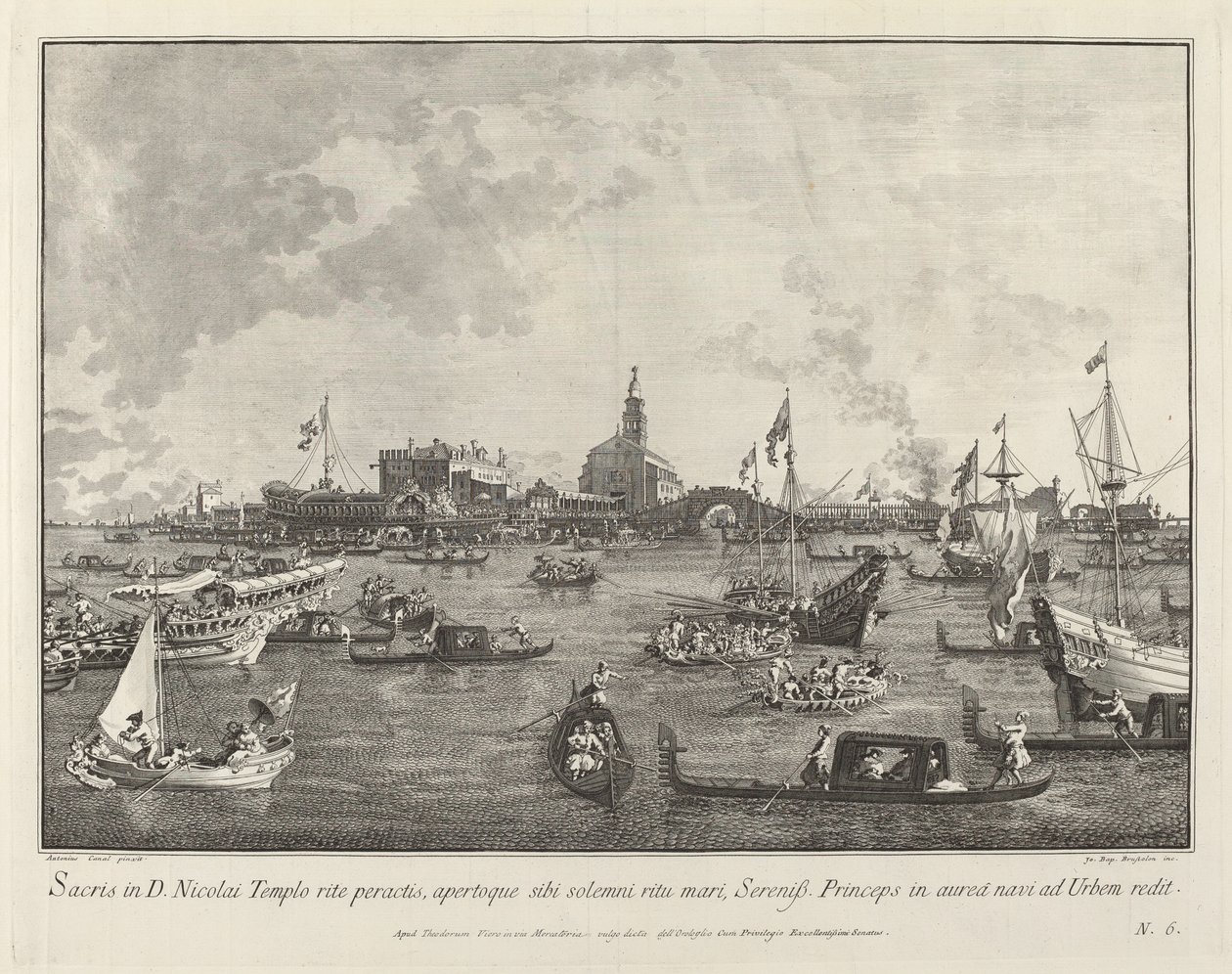 The Doge in the Bucintoro Leaving San Nicolò di Lido by Giovanni Battista Brustolon after Canaletto