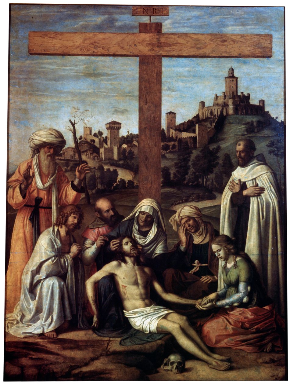 The Lamentation over Christ with a Carmelite Monk by Giovanni Battista Cima da Conegliano