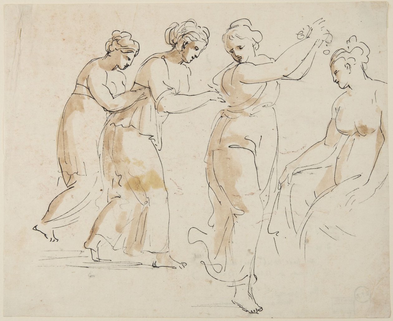 A Seated and Three Dancing Nymphs by Giovanni Battista Cipriani