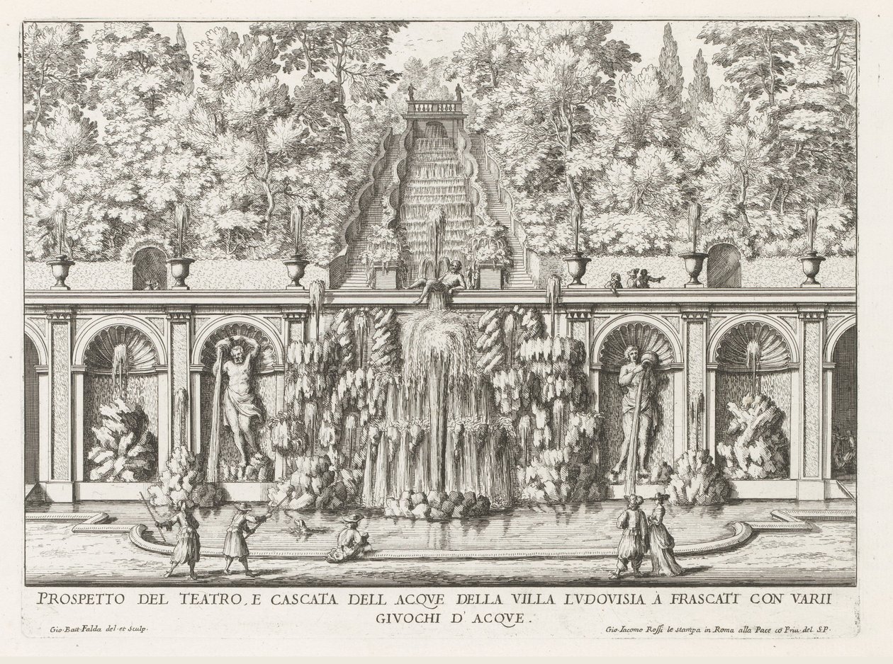 Cascade and Teatro delle Acque in the Gardens of the Villa Torlonia in Frascati by Giovanni Battista Falda