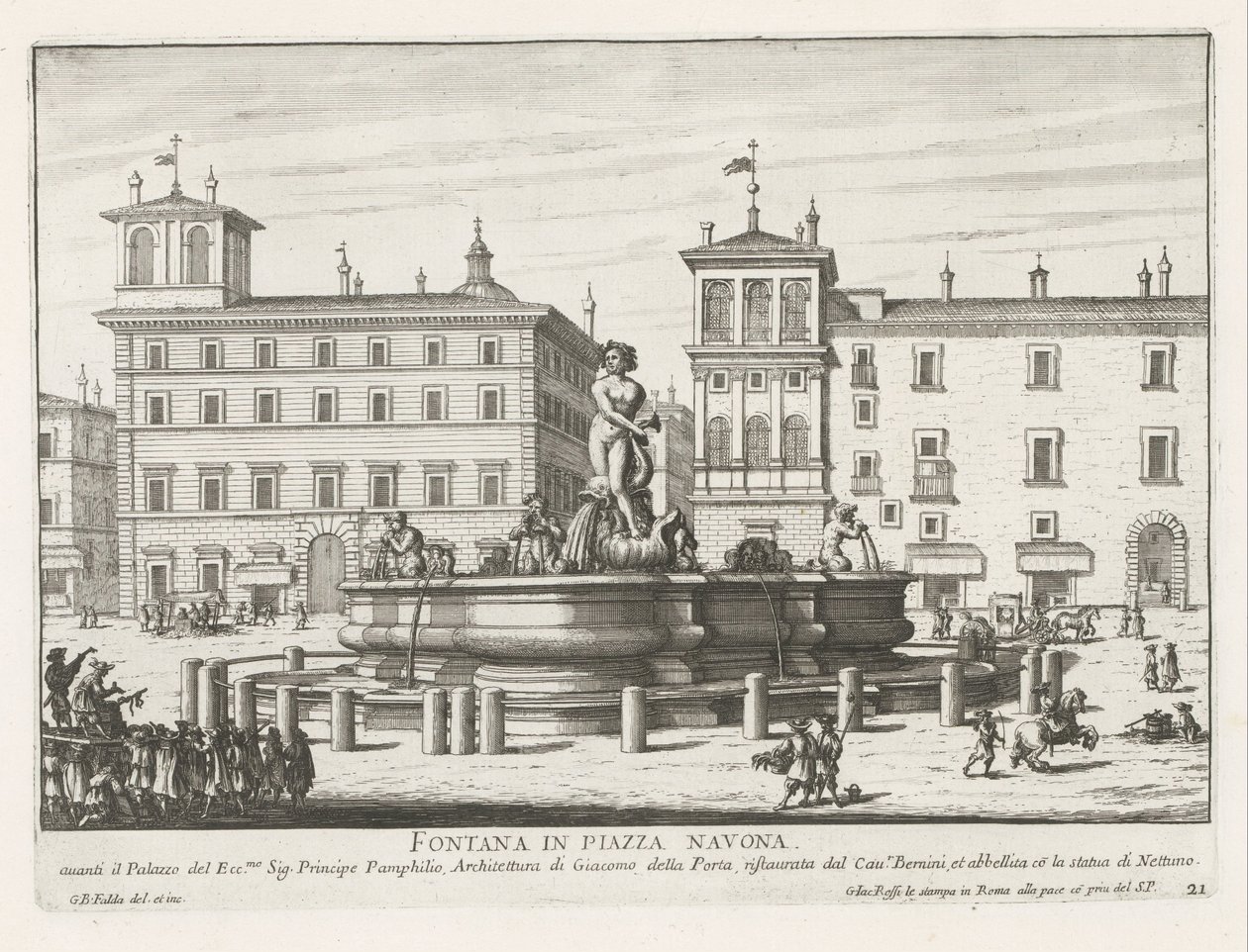 Fontana del Moro on Piazza Navona in Rome by Giovanni Battista Falda