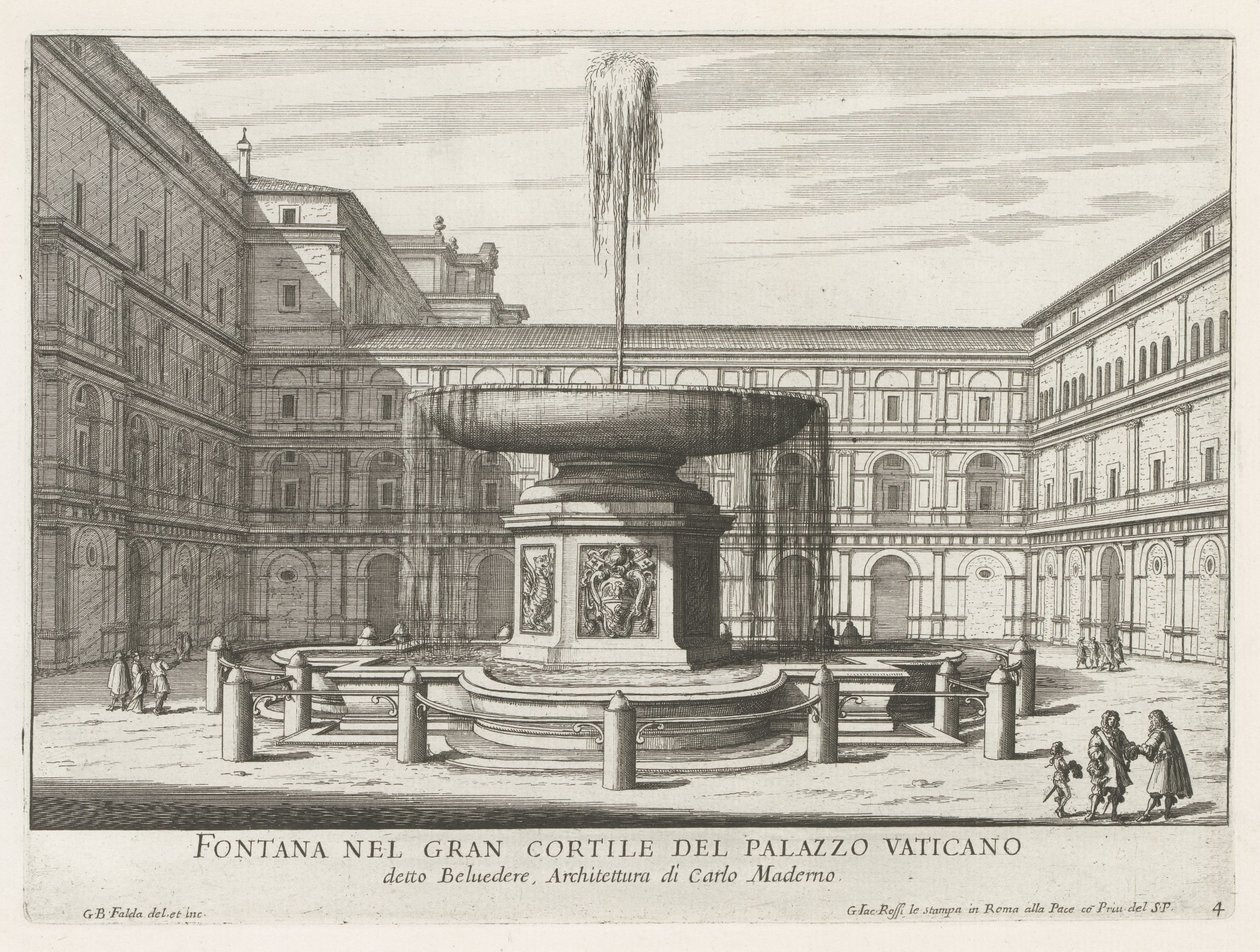 Fountain in the Cortile del Belvedere in the Vatican by Giovanni Battista Falda