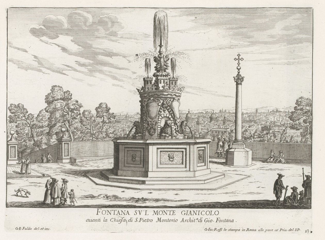 Fountain on Piazza San Pietro in Montorio on the Janiculum Hill in Rome by Giovanni Battista Falda