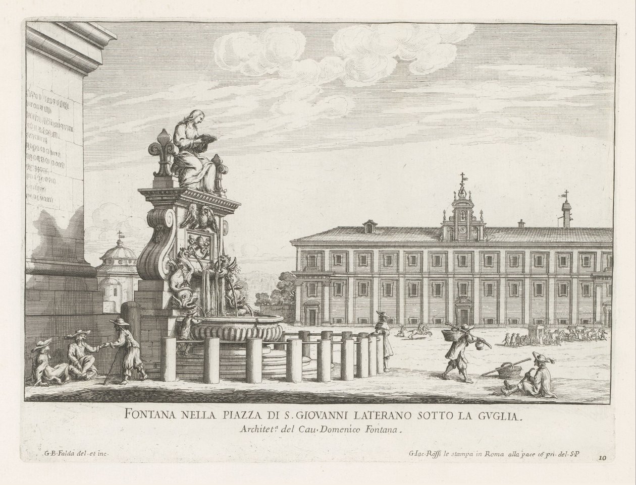 Fountain on Piazza di San Giovanni in Laterano in Rome by Giovanni Battista Falda