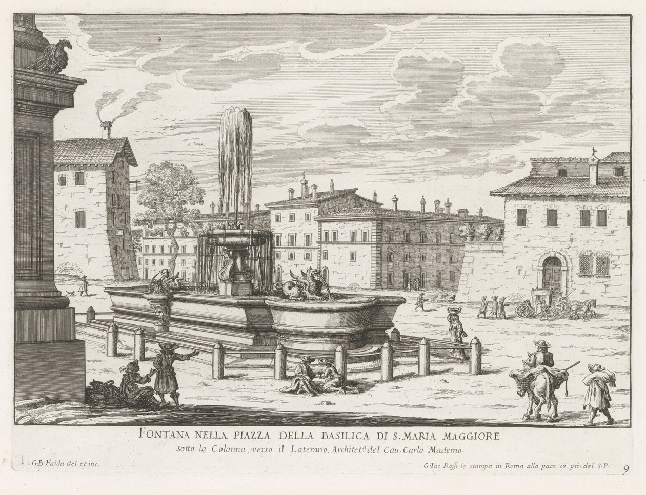 Fountain on Piazza di Santa Maria Maggiore in Rome by Giovanni Battista Falda