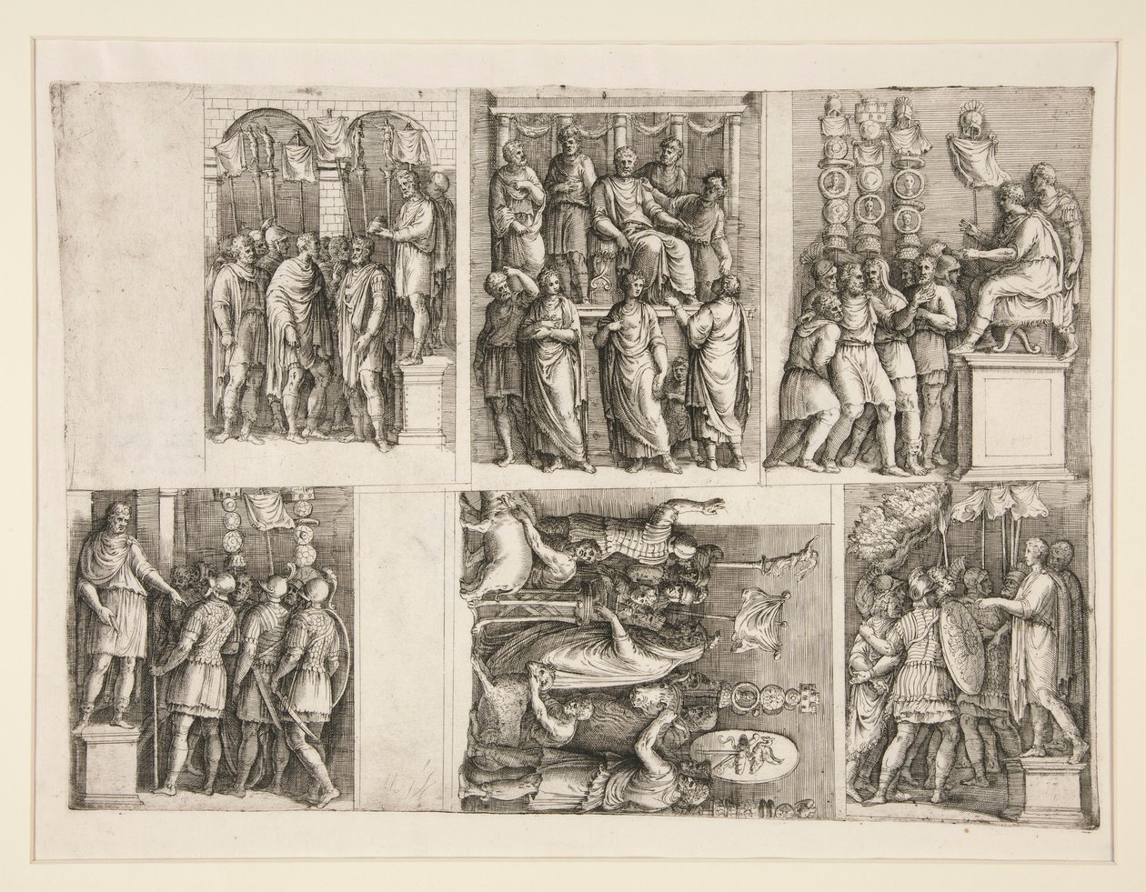 Six Vignettes from the Life of Trajan by Giovanni Battista Franco (called Il Semolei)