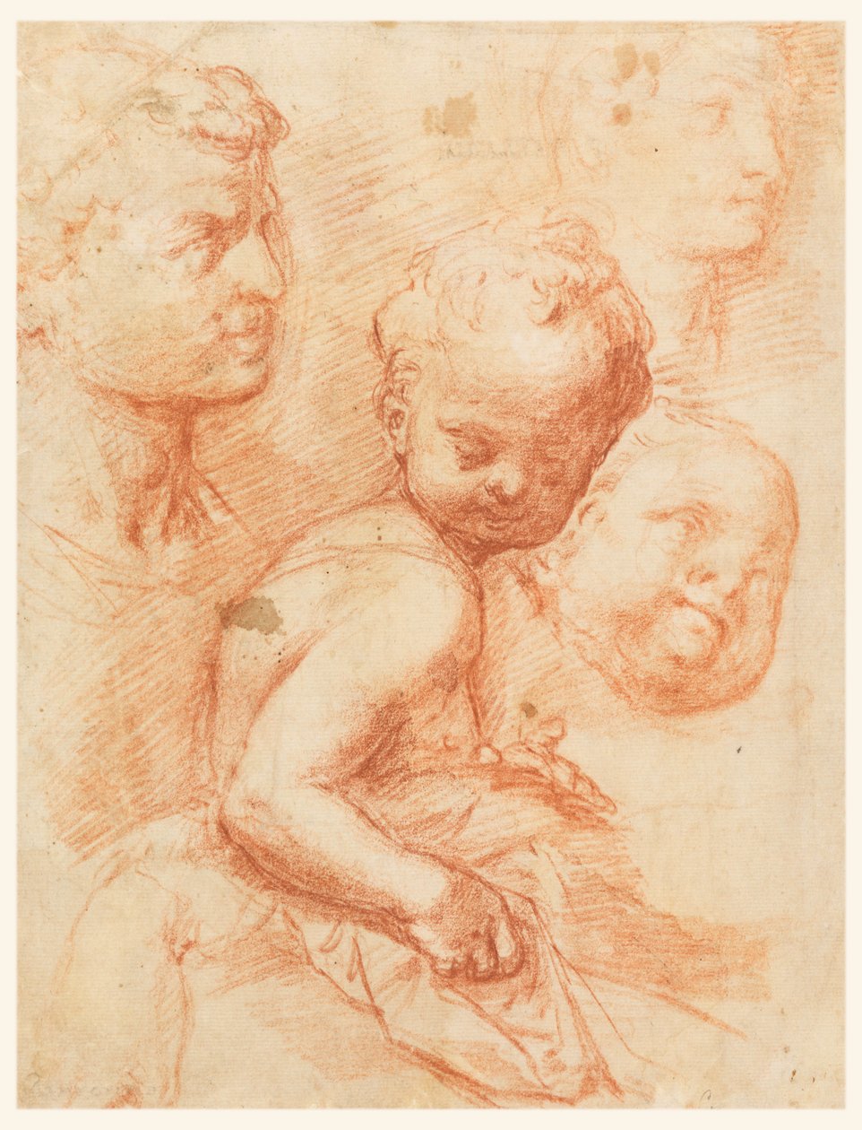 Study of Man, Woman and Child Heads, Sitting Child, ca. 1570 by Giovanni Battista Naldini