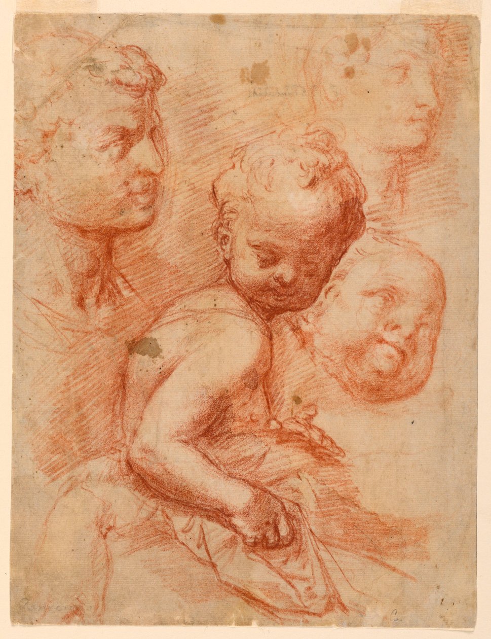 Study of Man, Woman and Child Heads, Sitting Child, ca. 1570 by Giovanni Battista Naldini