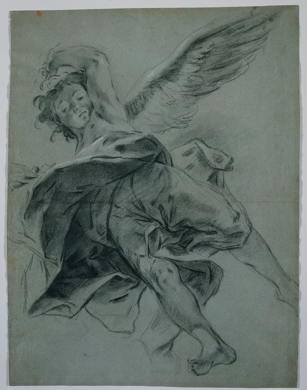 A Flying Angel (recto); Studies of Hands Playing Instruments (verso) by Giovanni Battista Piazzetta