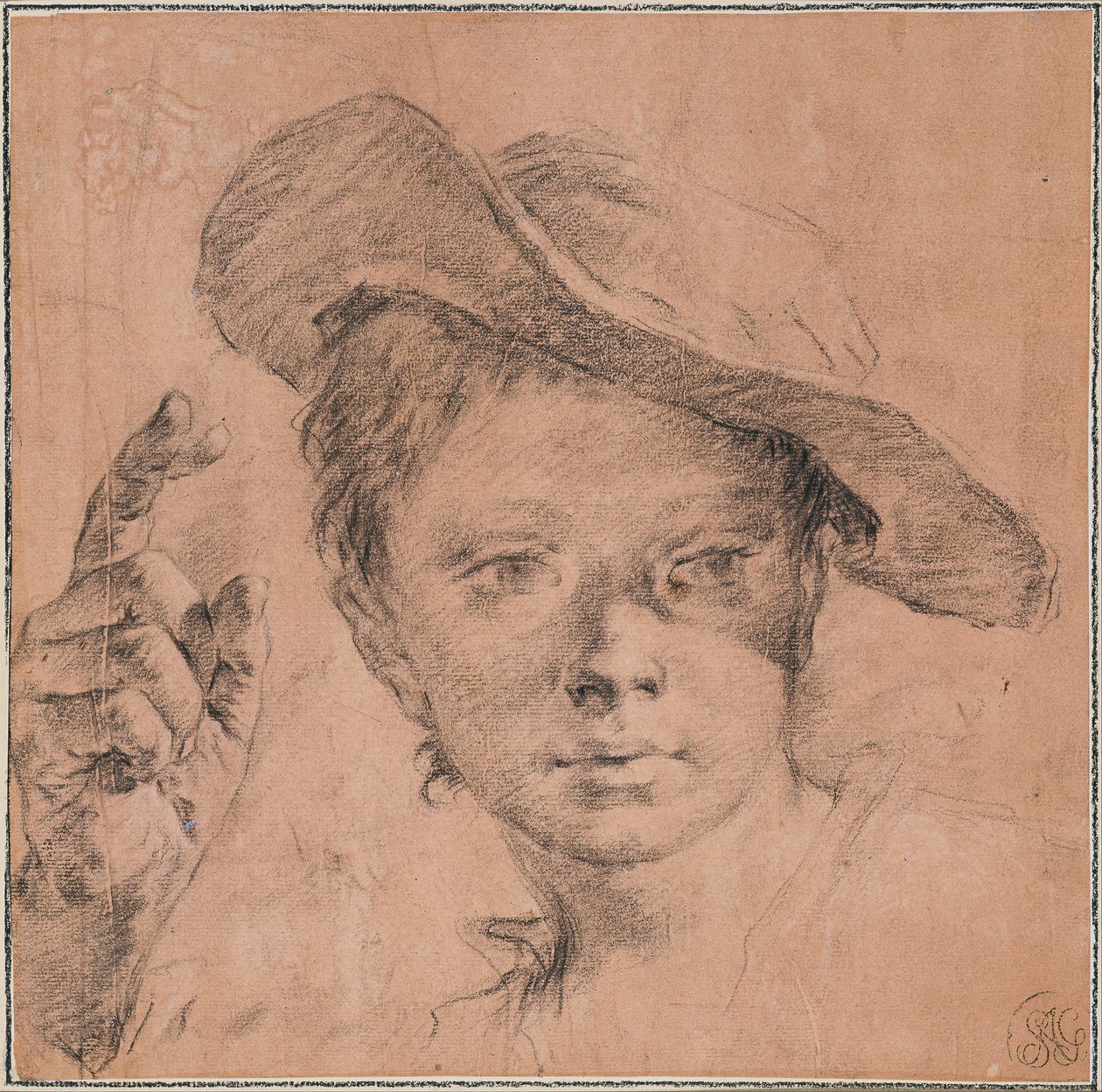 Boy Pointing with Raised Right Hand by Giovanni Battista Piazzetta