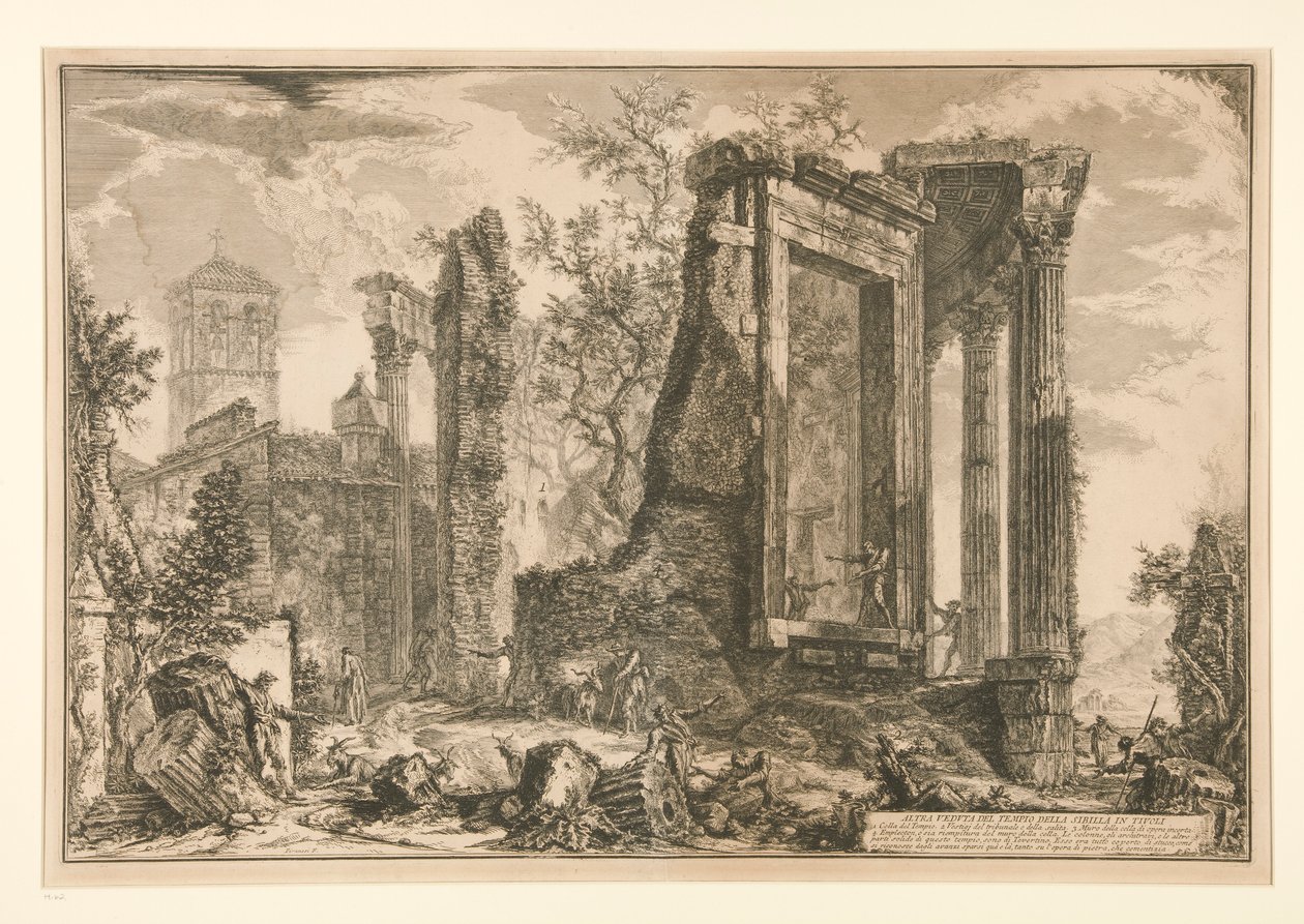 Another View of the Temple of the Sibyl in Tivoli, from Vedute di Roma by Giovanni Battista Piranesi