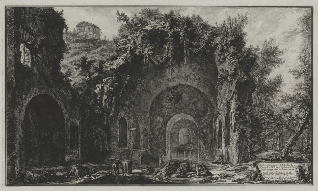 View of the spring and grotto of Egeria outside the Porta Capena, or of San Sebastiano, from: Vedute di Roma by Giovanni Battista Piranesi