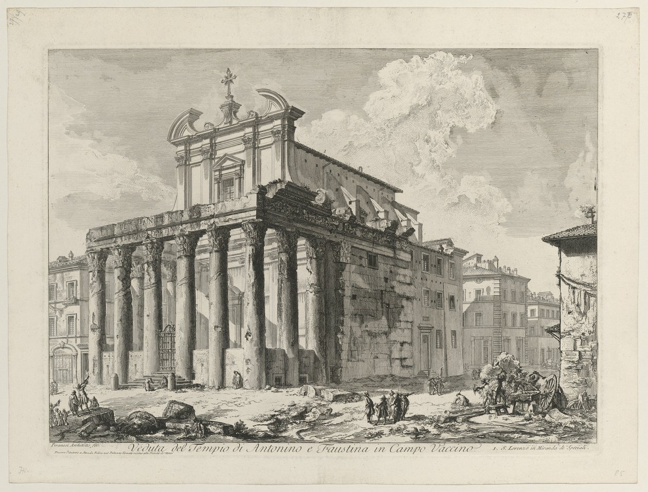 View of the Temple of Antoninus and Faustina by Giovanni Battista Piranesi