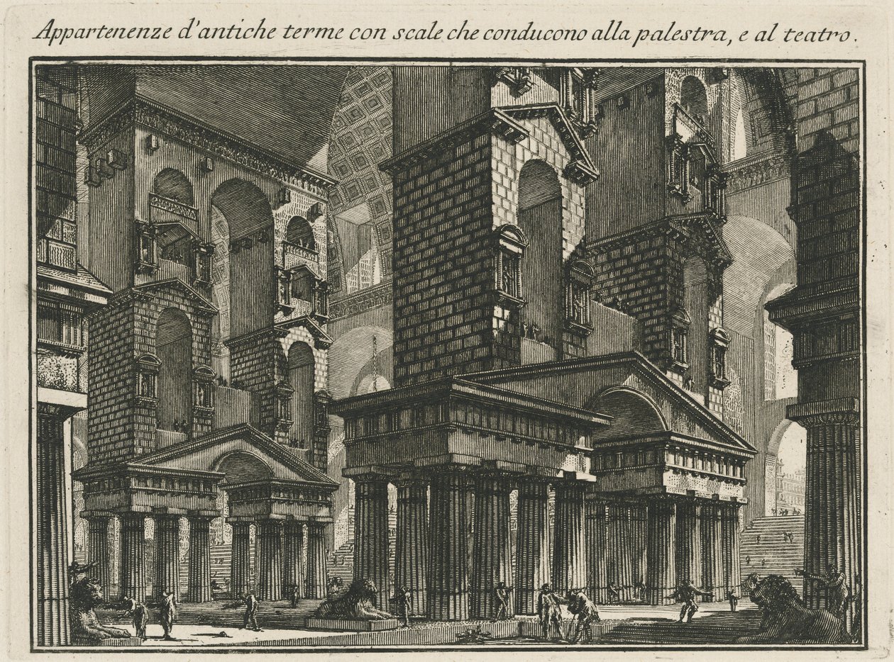 Belongings of Ancient Baths with Stairs Leading to the Gymnasium and the Theater by Giovanni Battista Piranesi