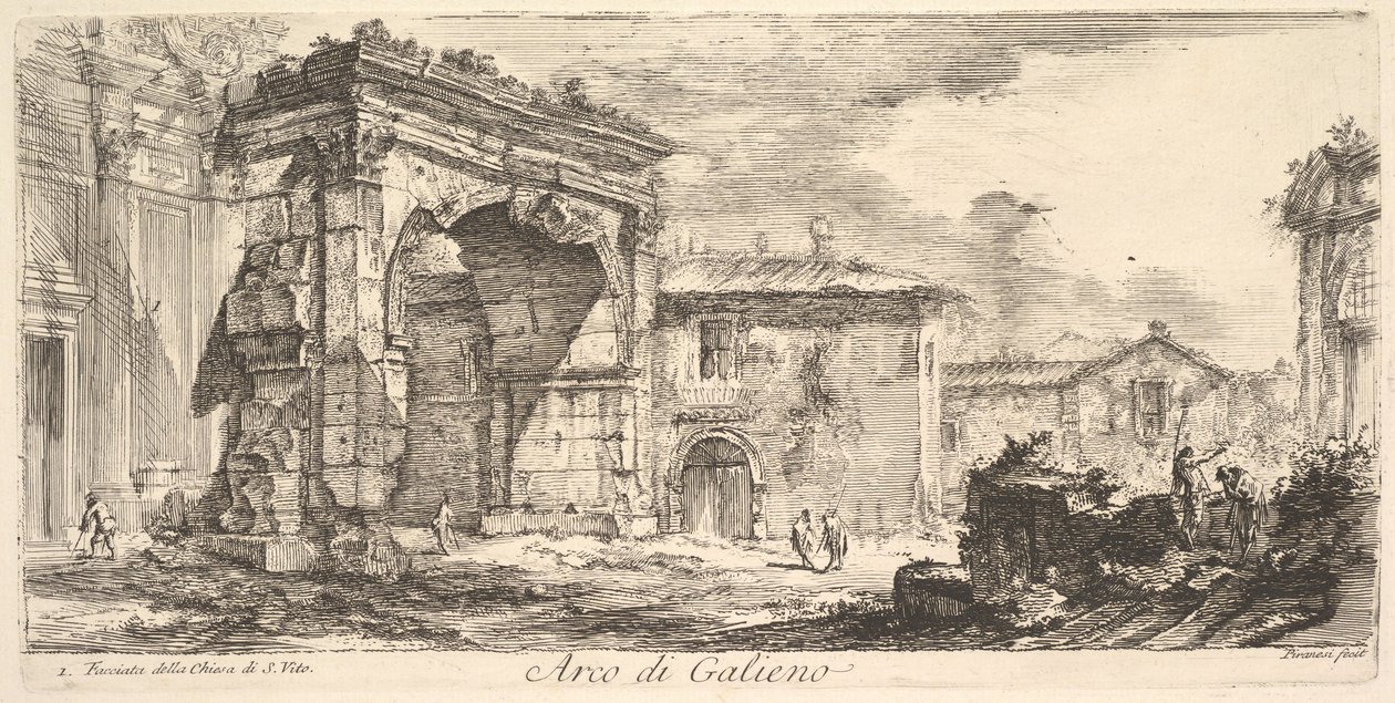 Arch of Galienus. Facade of the Church of S. Vito by Giovanni Battista Piranesi