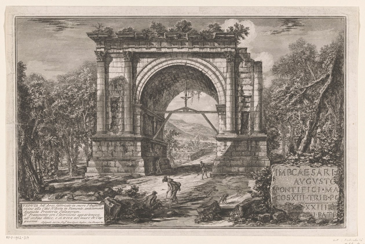Arch of Augustus in Aosta (Views of Roman Triumphal Arches and Other Monuments) by Giovanni Battista Piranesi