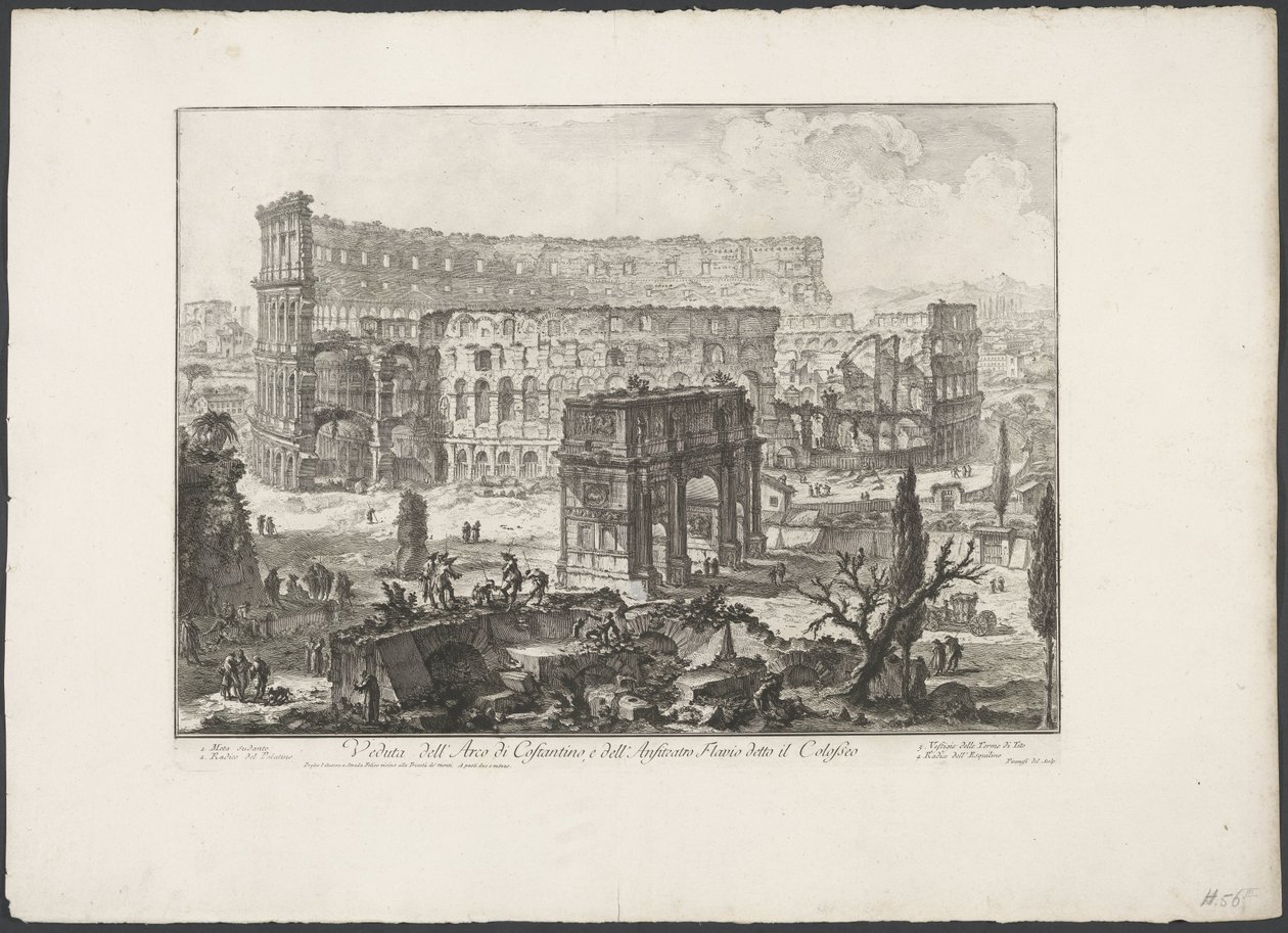 Arch of Constantine and the Colosseum in Rome by Giovanni Battista Piranesi