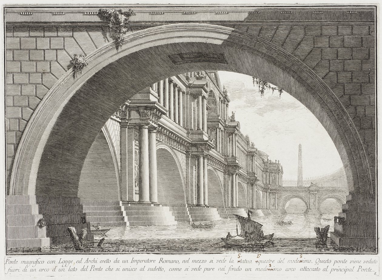 Bridge Covered by Loggias and Arches by Giovanni Battista Piranesi