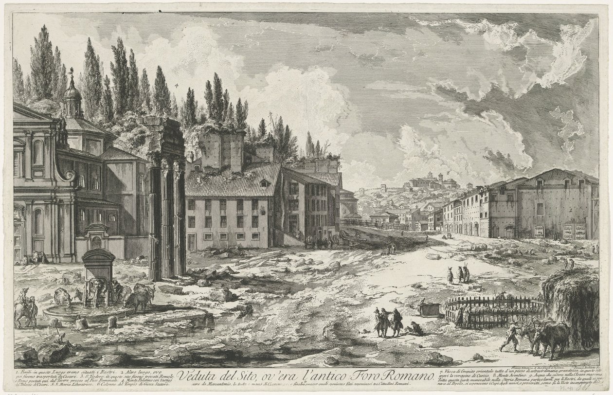 Roman Forum with the Temple of Jupiter Stator in Rome (series title: Views of Rome) by Giovanni Battista Piranesi
