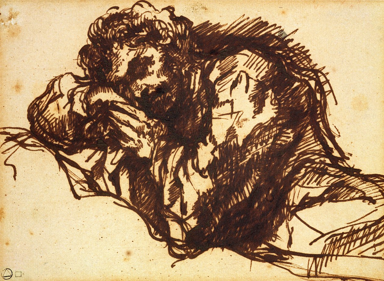 Half length portrait of a man bending over by Giovanni Battista Piranesi
