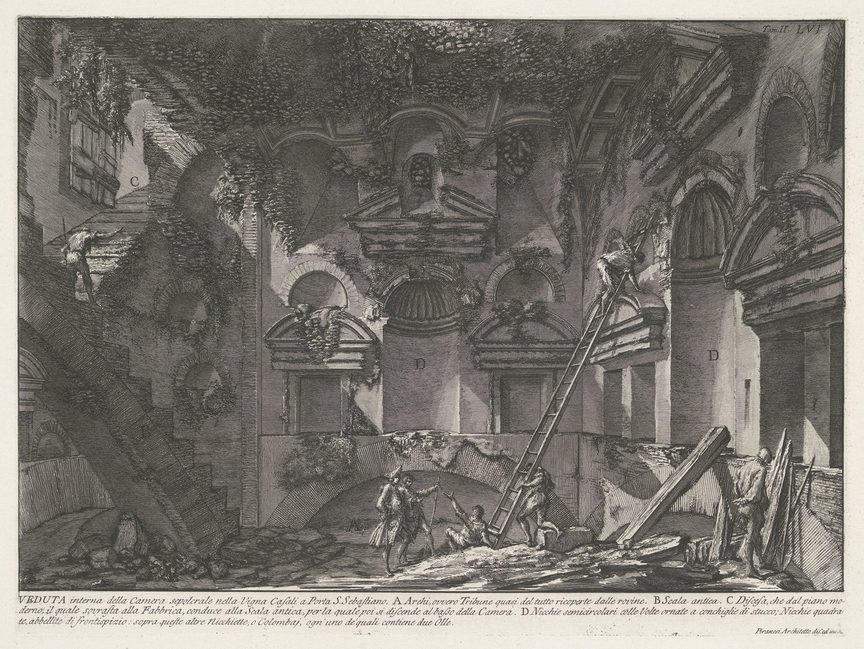 Interior of Tomb at Vigna Casali (series title: Archaeological Finds in and Around Rome) by Giovanni Battista Piranesi