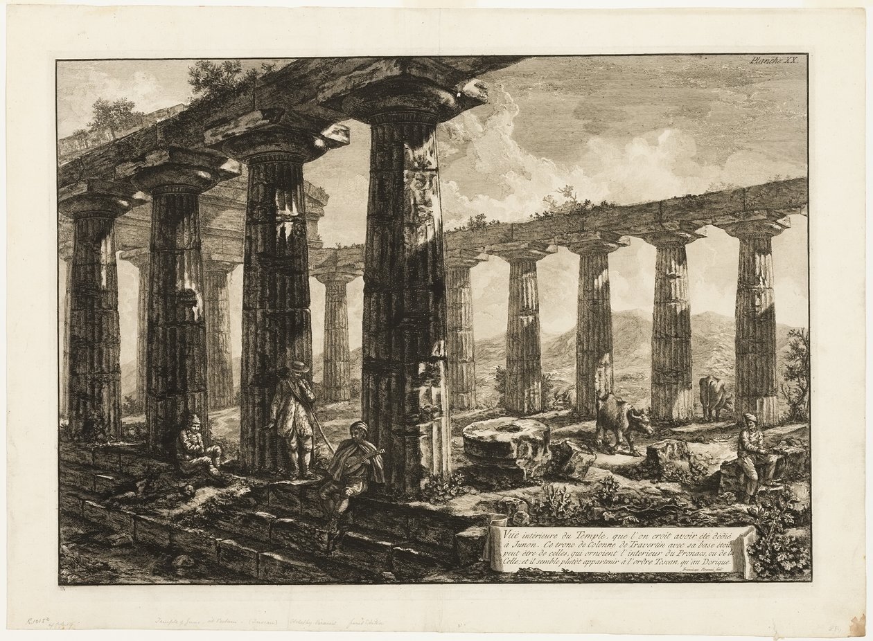 Interior View of the Temple Believed to Have Been Dedicated to Juno, from Different Views of Paestum by Giovanni Battista Piranesi