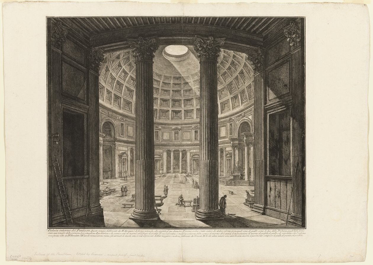 Interior view of the Pantheon, from Views of Rome by Giovanni Battista Piranesi
