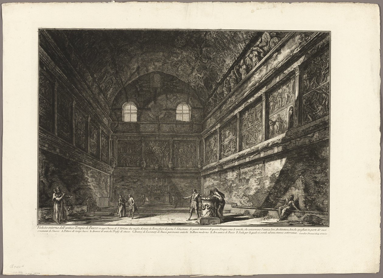 Interior view of the ancient Temple of Bacchus, now the church of S. Urbano, two miles from Rome, from Views of Rome by Giovanni Battista Piranesi