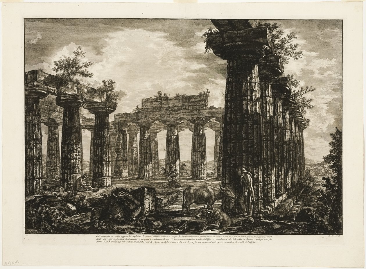 Interior view of the so-called College des Anfictions, from Different Views of Paestum by Giovanni Battista Piranesi