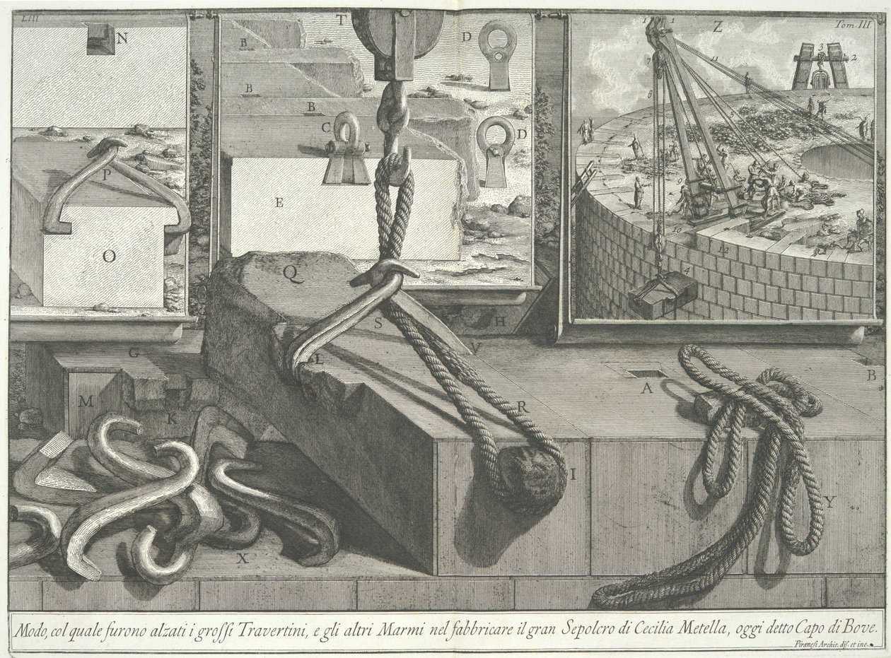 Means by Which the Large Blocks of Travertine and Marble Were Lifted, 1756-57 by Giovanni Battista Piranesi