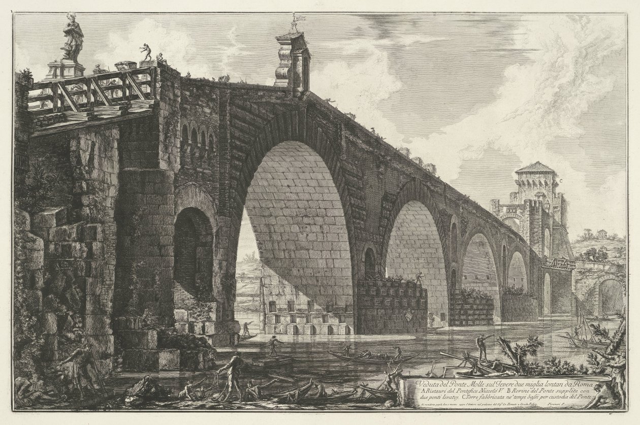 Milvian Bridge in Rome (series title: Views of Rome) by Giovanni Battista Piranesi