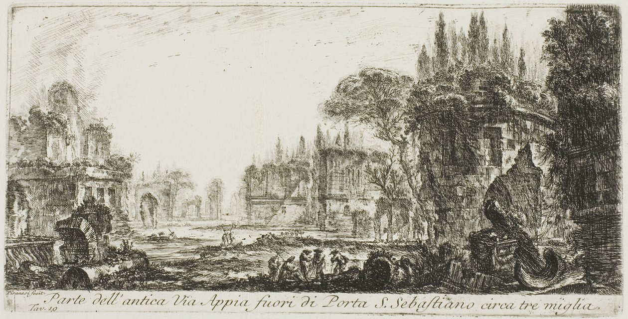 Part of the Ancient Appian Way about Three Miles Outside Porta S. Sebastiano, plate 19 from Some Views of Triumphal Arches and Other Monuments by Giovanni Battista Piranesi