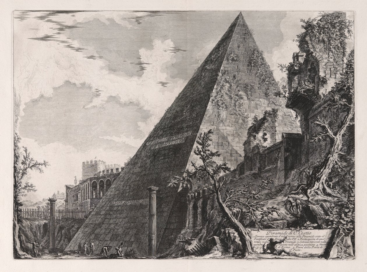 Pyramid of Gaius Cestius, from Views of Rome by Giovanni Battista Piranesi