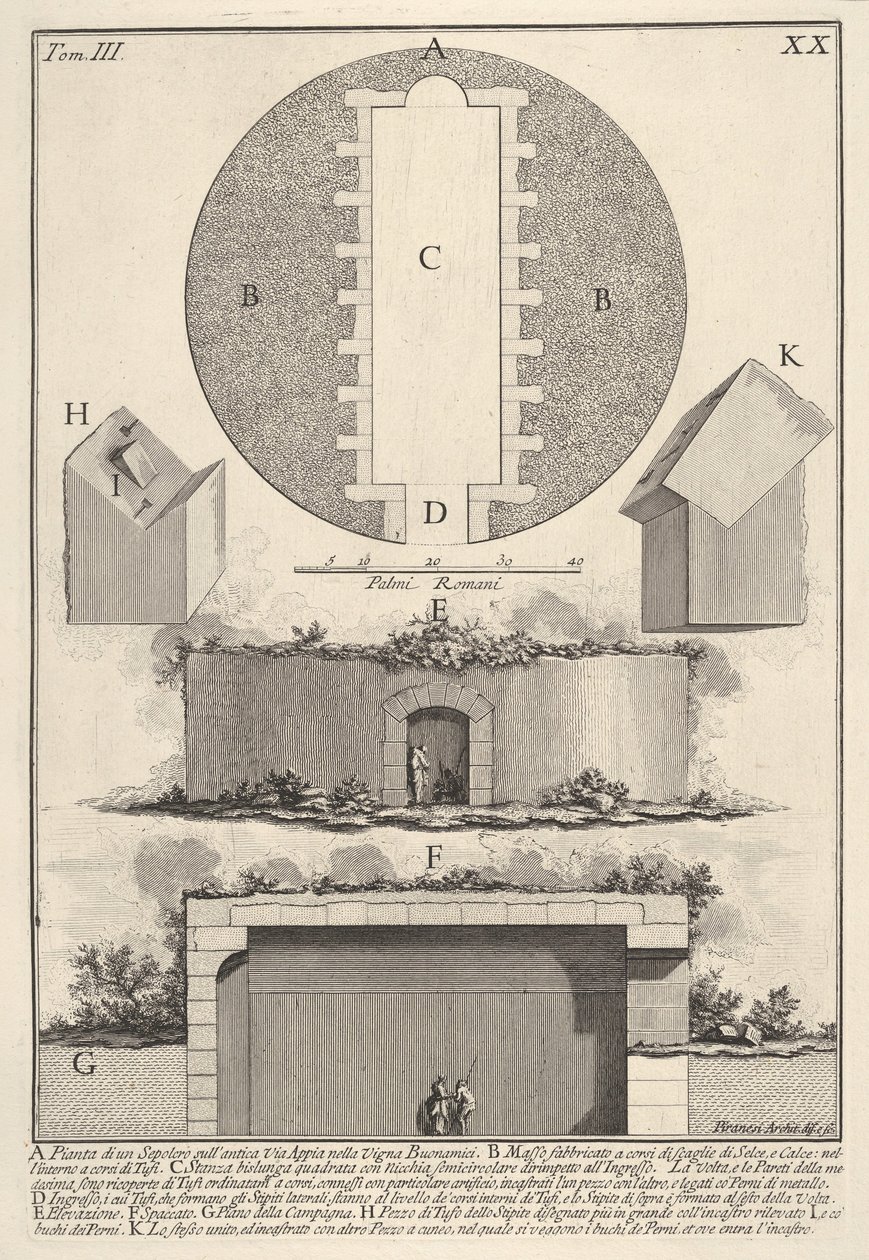 Plan of a tomb on the Appian Way in Vigna Buonamici by Giovanni Battista Piranesi