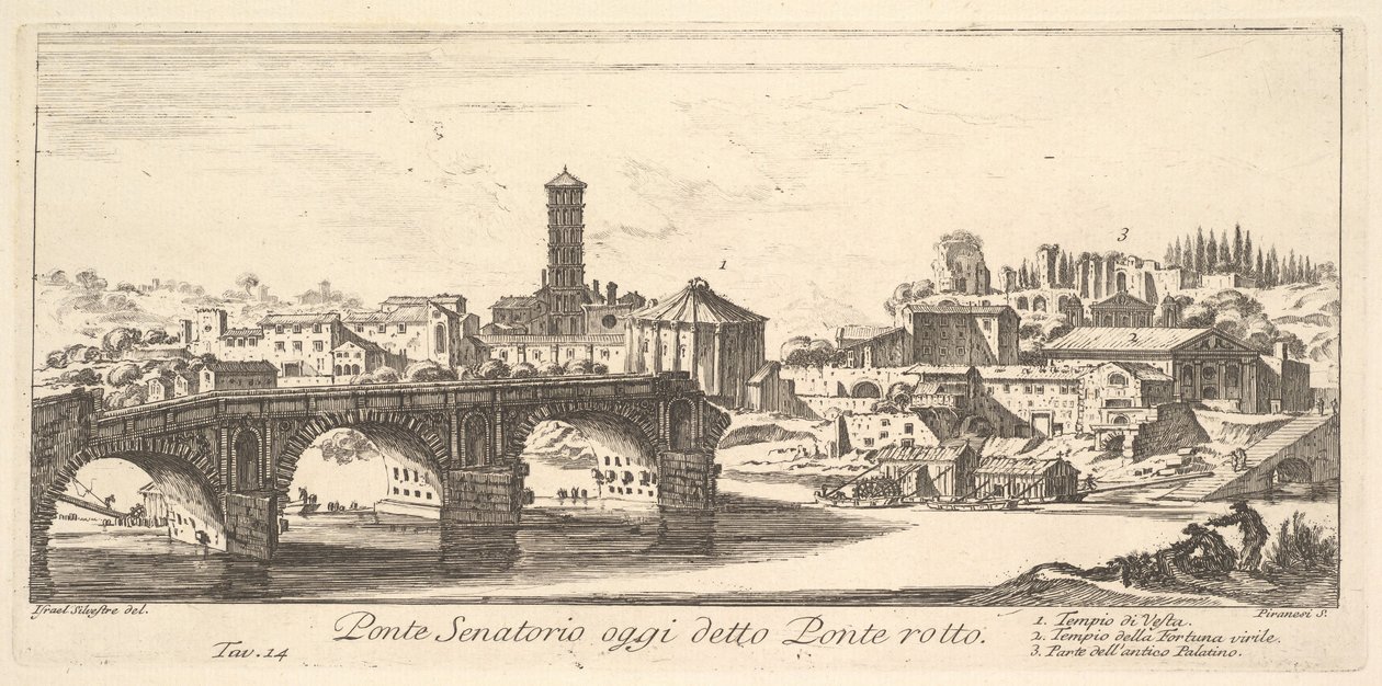 Senatorial Bridge, today called the Ponte Rotto (Broken Bridge) by Giovanni Battista Piranesi