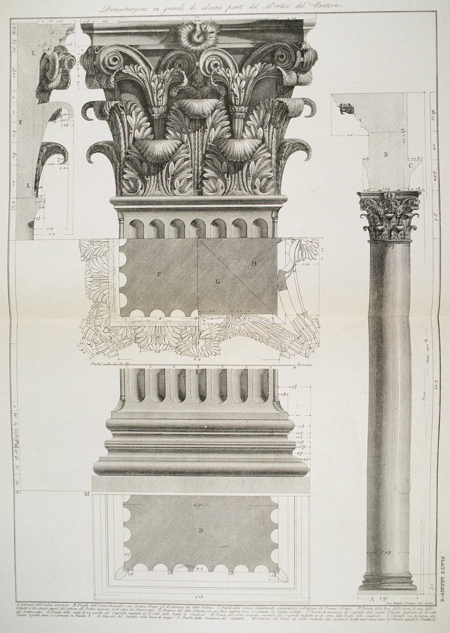 Plate LXXXIV-V Demonstration in large scale of part of the Portico of the Pantheon from 