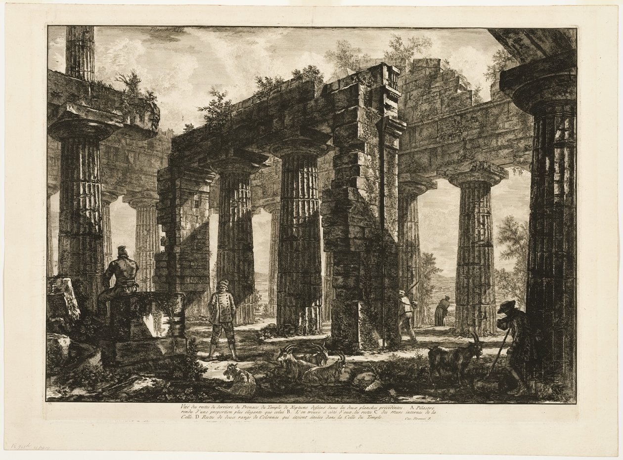 Rear View of the Remains of the Pronaos of the Temple of Neptune, from Different Views of Paestum by Giovanni Battista Piranesi