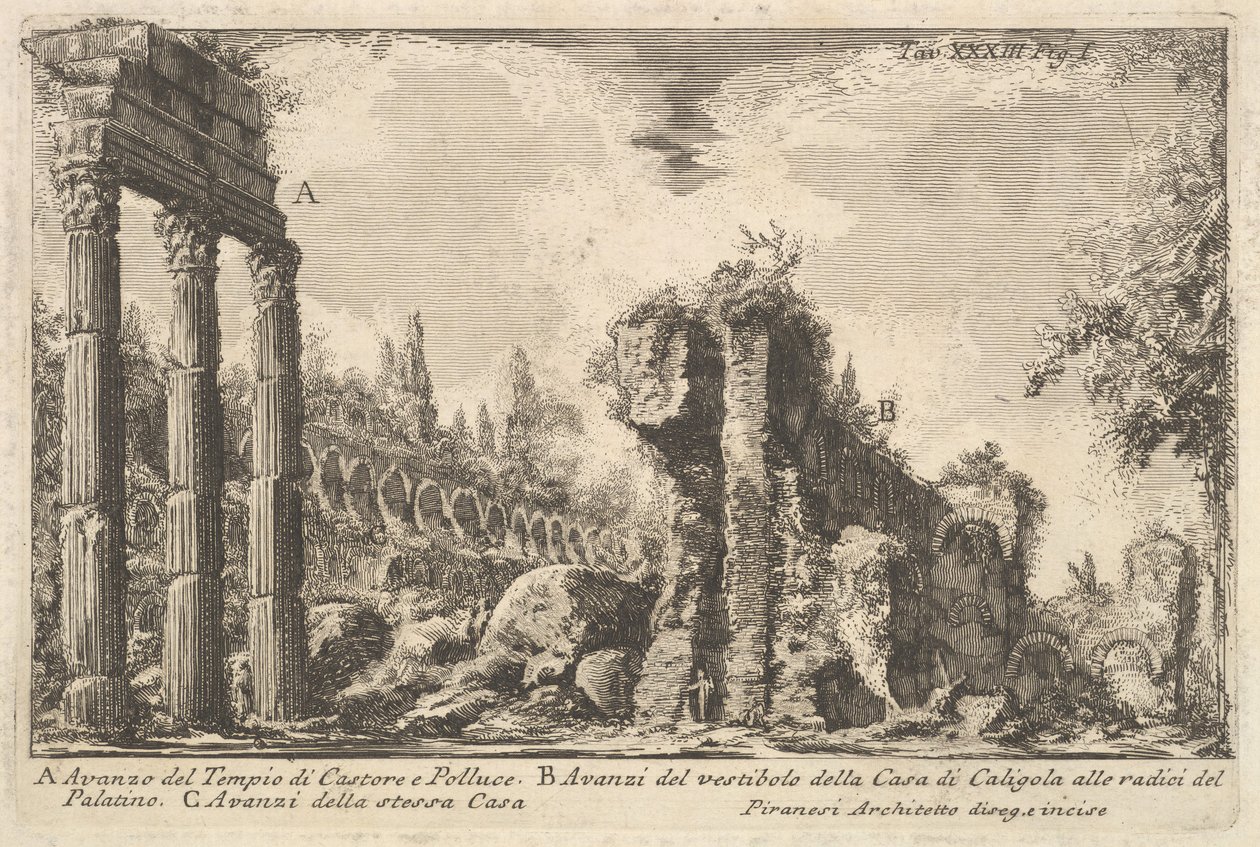 Remains of the Temple of Castor and Pollux by Giovanni Battista Piranesi