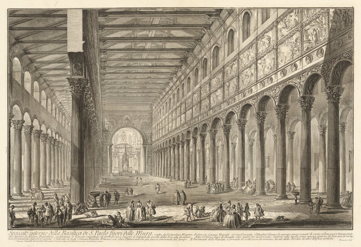 Interior view of the Basilica of Saint Paul Outside the Walls by Giovanni Battista Piranesi