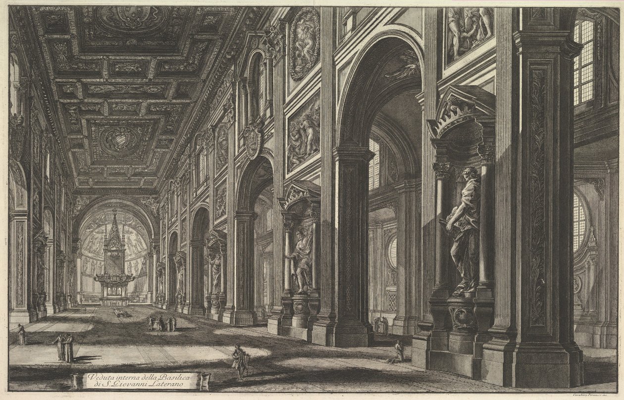 St. Giovanni in Laterano, Interior, from "Vedute di Roma" (Views of Rome) by Giovanni Battista Piranesi