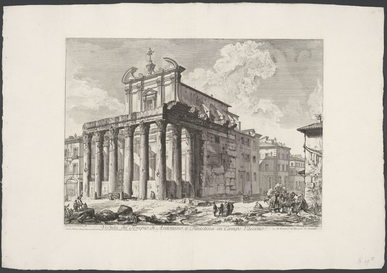 Temple of Antoninus and Faustina in Rome by Giovanni Battista Piranesi