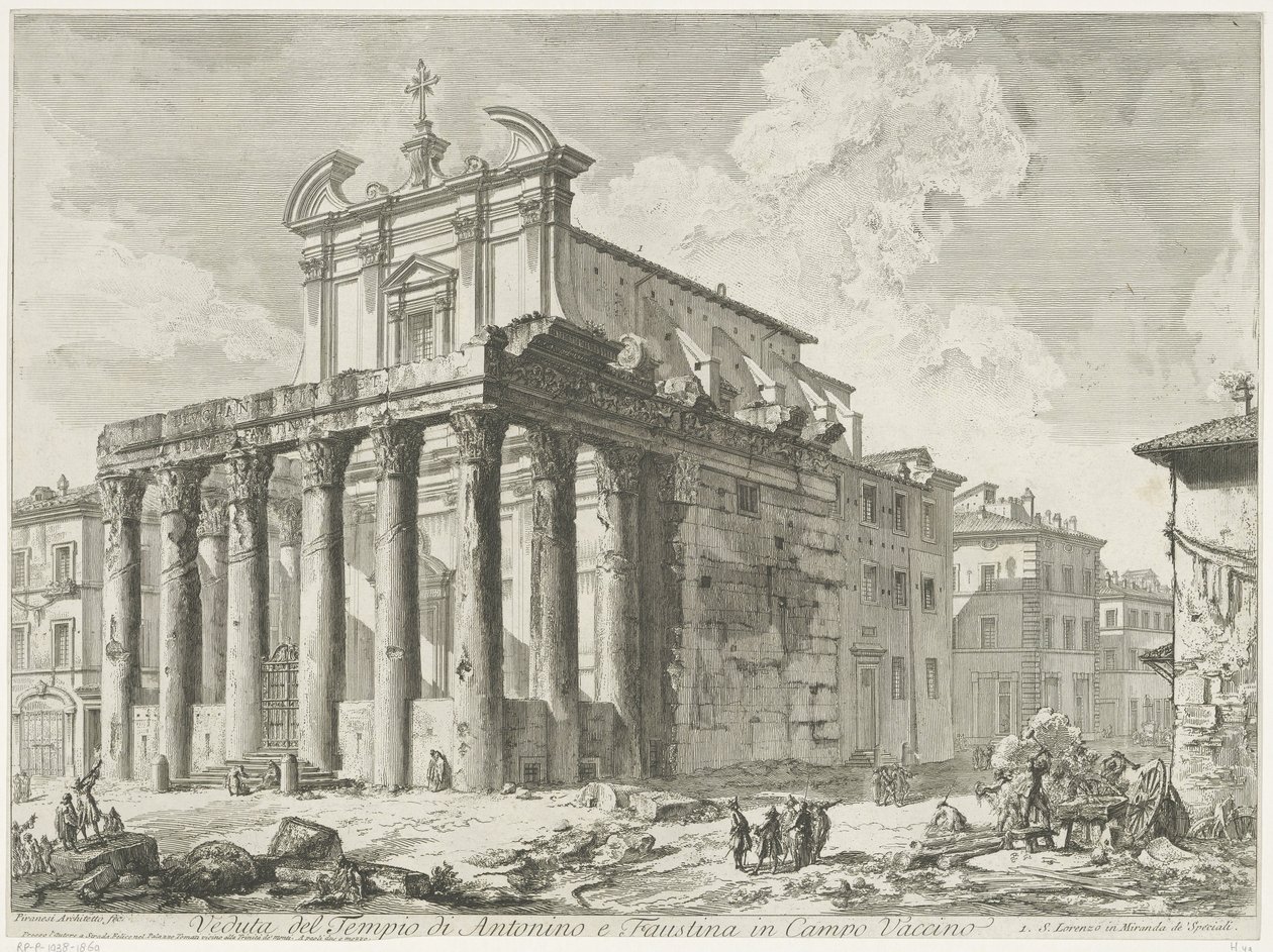 Temple of Antoninus and Faustina in Rome (series title: Views of Rome) by Giovanni Battista Piranesi