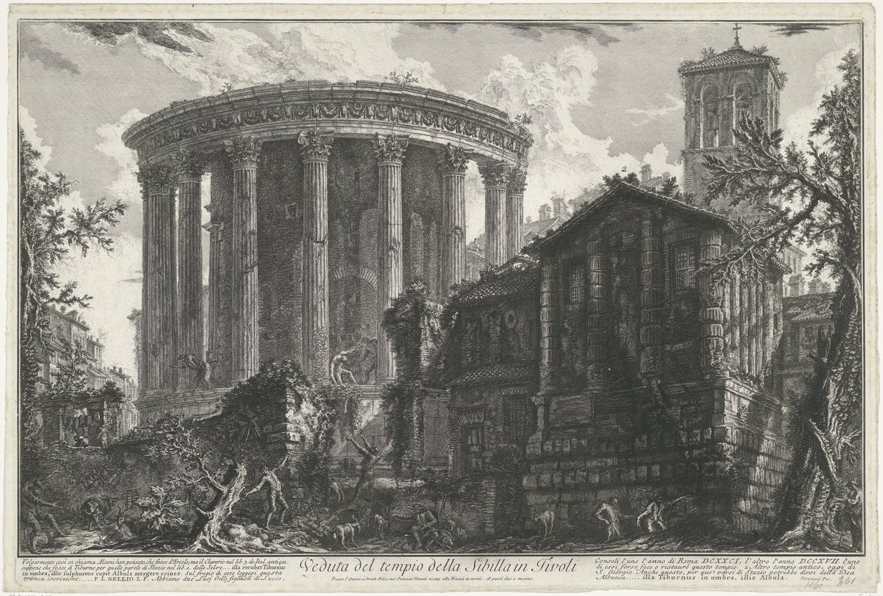 Temple of Vesta and the Temple of the Tiburtine Sibyl in Tivoli (series title: Views of Rome) by Giovanni Battista Piranesi