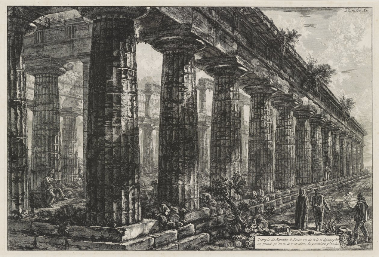 Temple of Neptune at Paestum, Seen from the Side and Drawn on a Larger Scale than in the First Plate, from Different Views of Paestum by Giovanni Battista Piranesi