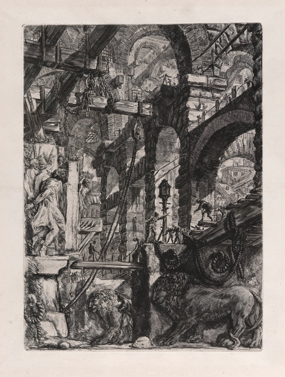 The Lion Bas-Reliefs, Plate 5 from Carceri by Giovanni Battista Piranesi