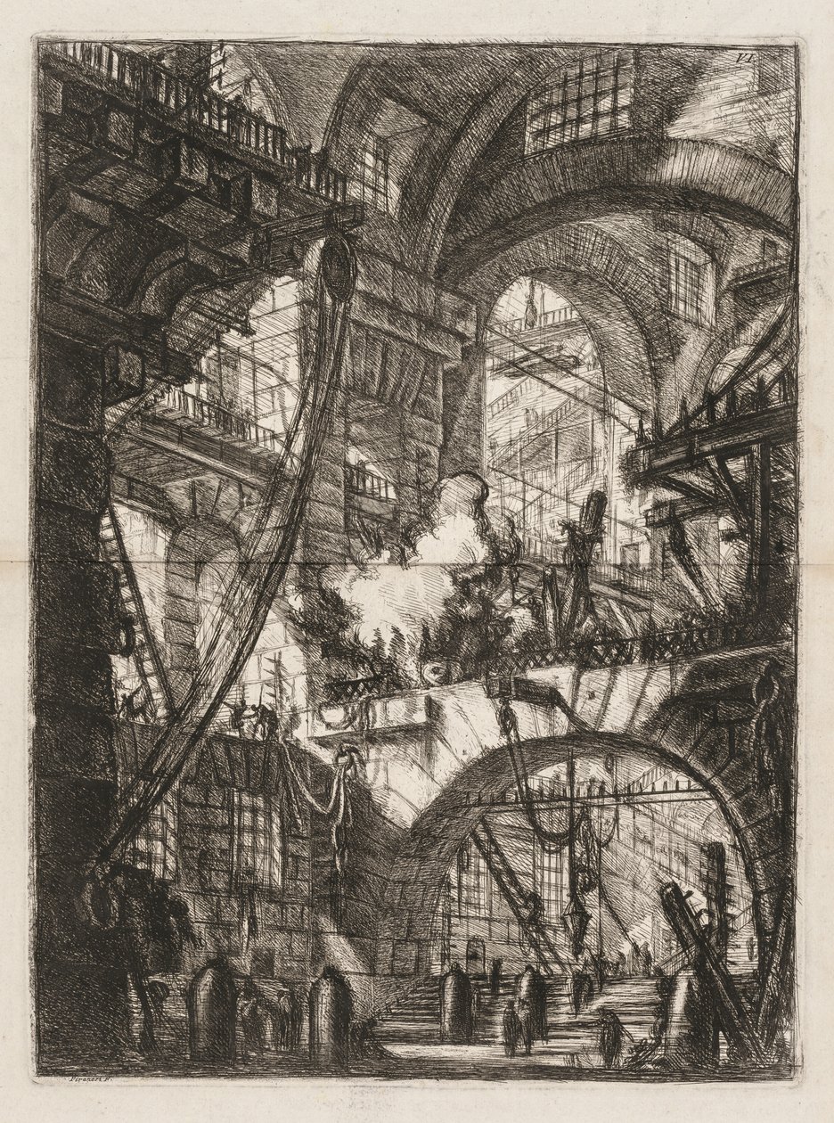 The Prisons: A Perspective of Arches with a Smoking Fire in the Center by Giovanni Battista Piranesi