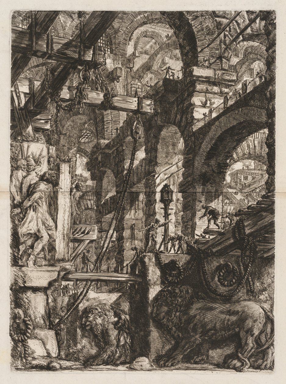 The Prisons: A Perspective of Roman Arches, with Two Lions Carved in Relief by Giovanni Battista Piranesi