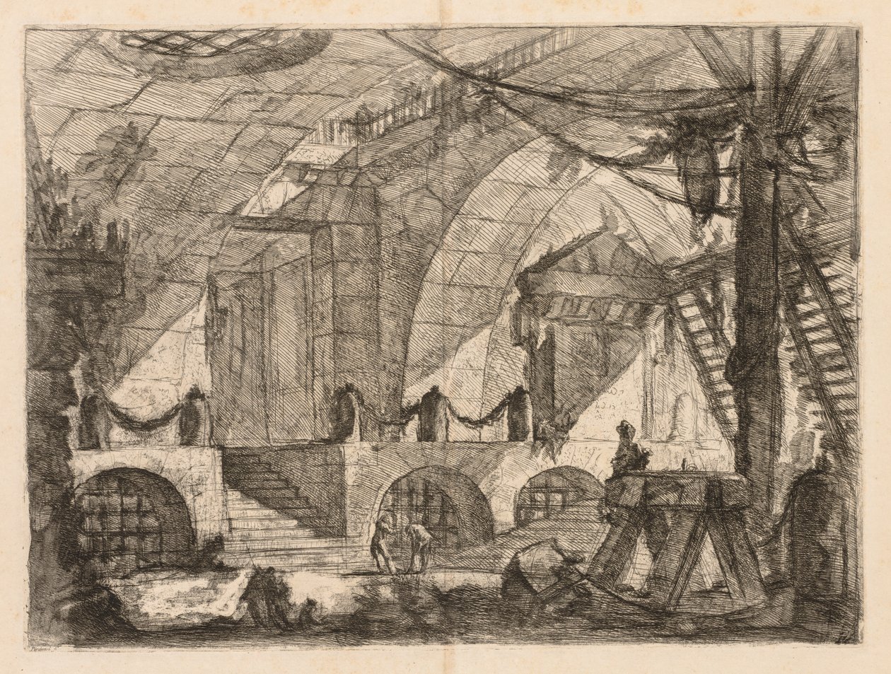 The Prisons: An Arched Chamber with Posts and Chains by Giovanni Battista Piranesi