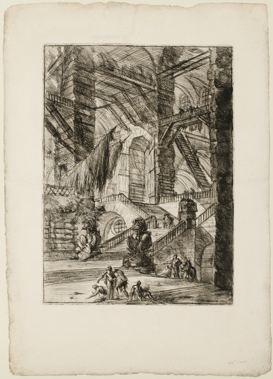 The Staircase with Trophies, plate 8 from Imaginary Prisons by Giovanni Battista Piranesi