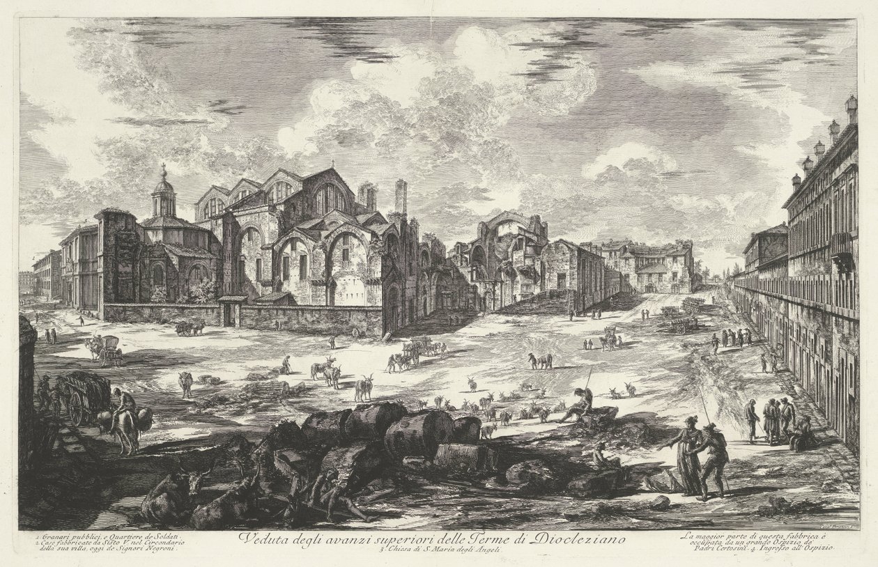 Baths of Diocletian in Rome (title on object) Views of Rome (series title) Views of Rome drawn and engraved by Giambattista Piranesi, Venetian architect (series title) by Giovanni Battista Piranesi